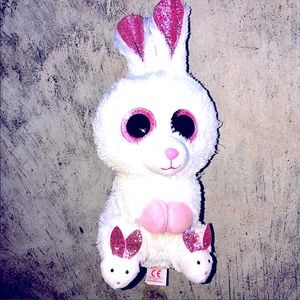 Ty beanie baby white and pink glitter bunny “slippers” Ty silk